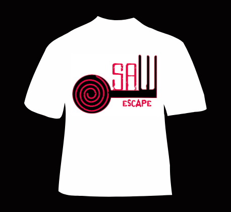 Camiseta blanca Saw Escape con logo grande