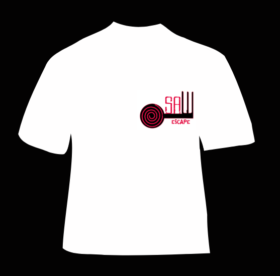 Camiseta blanca Saw Escape logo pequeño